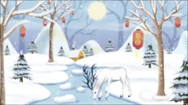 唯美白鹿灯笼小雪节气视频的预览图